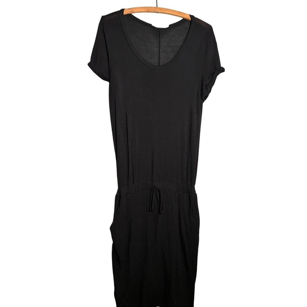 Brigitte Brianna Short Sleeve Drawstring Waist Pocket Midi Dress Womens M Beach